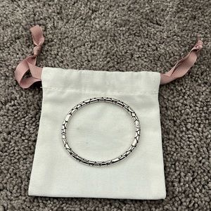 Silver Brighton Pebble Slim Hinged Bangle